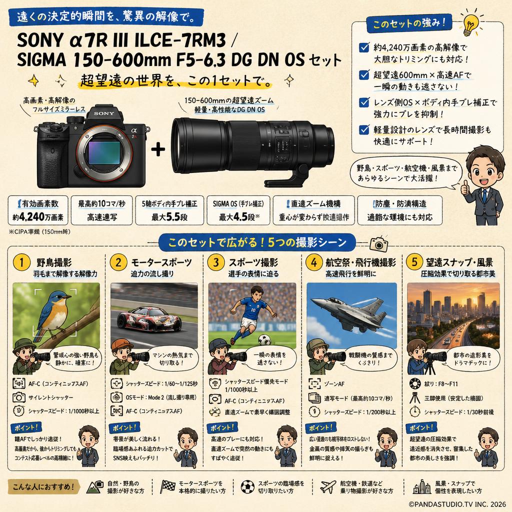 SONY α7R III ILCE-7RM3 / SIGMA 150-600mm F5-6.3 DG DN OS セット 用途