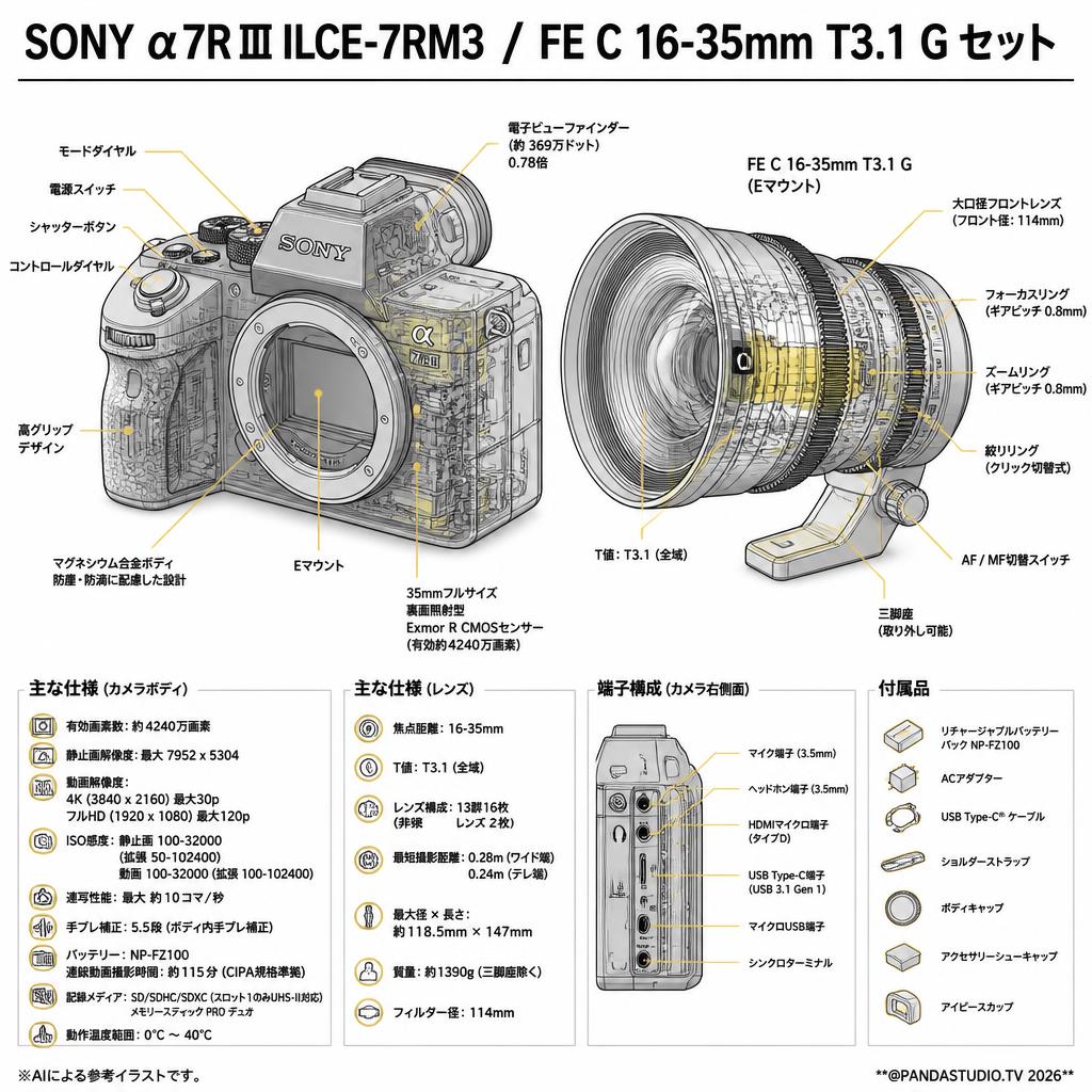 SONY α7R III ILCE-7RM3 / FE C 16-35mm T3.1 G セット スペック