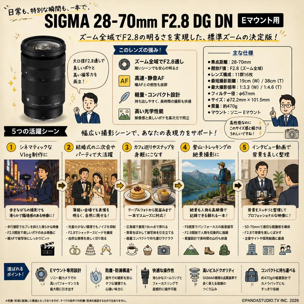 SIGMA 28-70mm F2.8 DG DN Eマウント用 用途