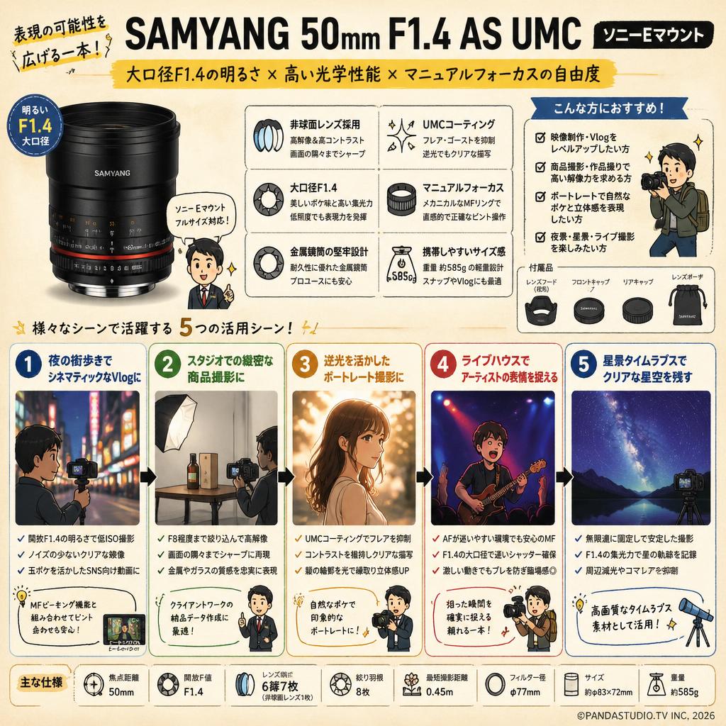 SAMYANG 50mm F1.4 AS UMC ソニーEマウント 用途