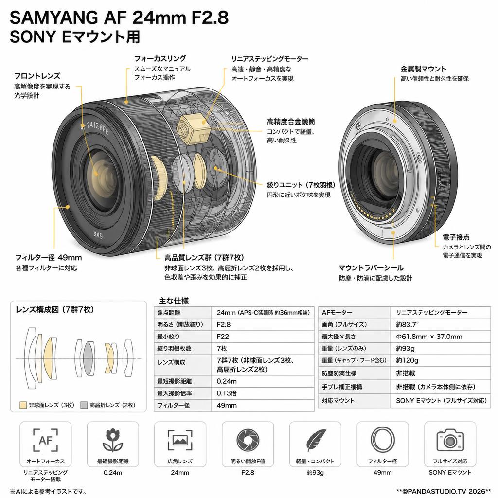 SAMYANG AF 24mm F2.8 SONY Eマウント用 スペック