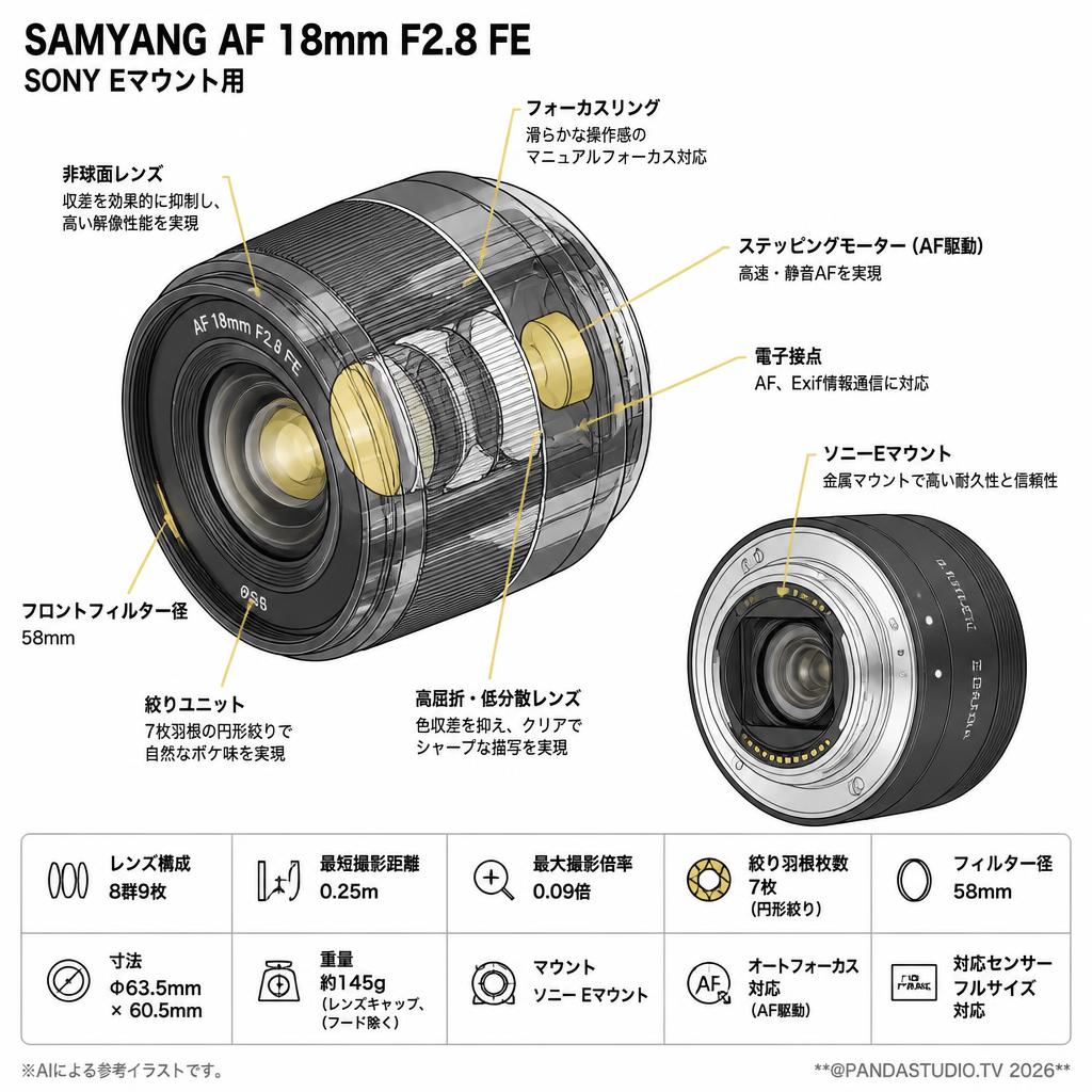SAMYANG AF 18mm F2.8 FE SONY Eマウント用 スペック