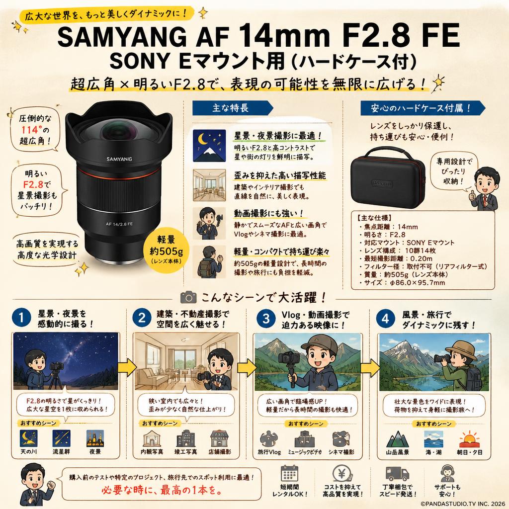 SAMYANG AF 14mm F2.8 FE SONY Eマウント用(ハードケ－ス付) おもな対象のお客様