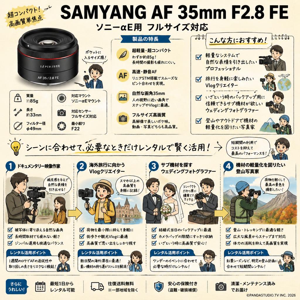 SAMYANG AF 35mm F2.8 FE ソニーαE用 フルサイズ対応 おもな対象のお客様