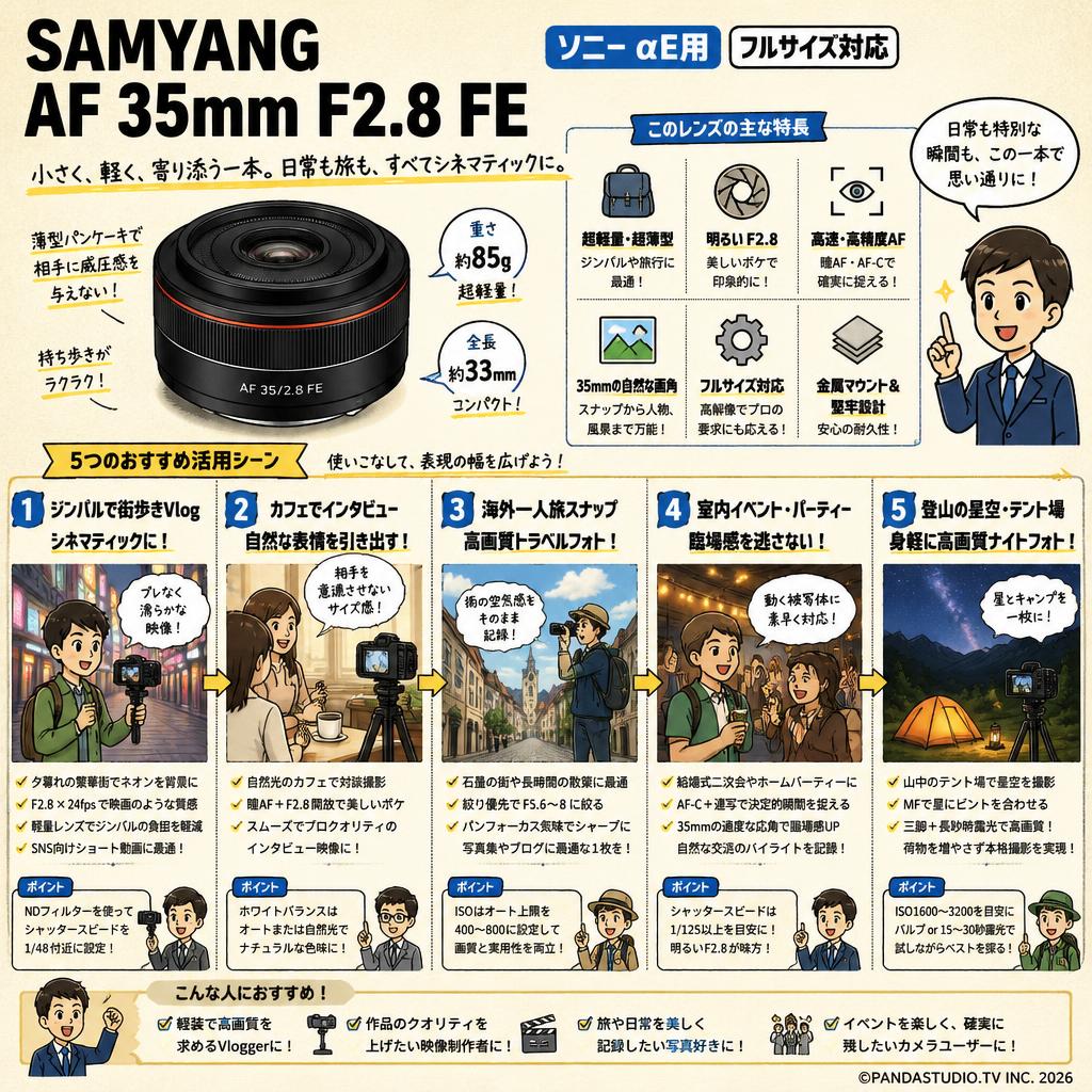 SAMYANG AF 35mm F2.8 FE ソニーαE用 フルサイズ対応 用途