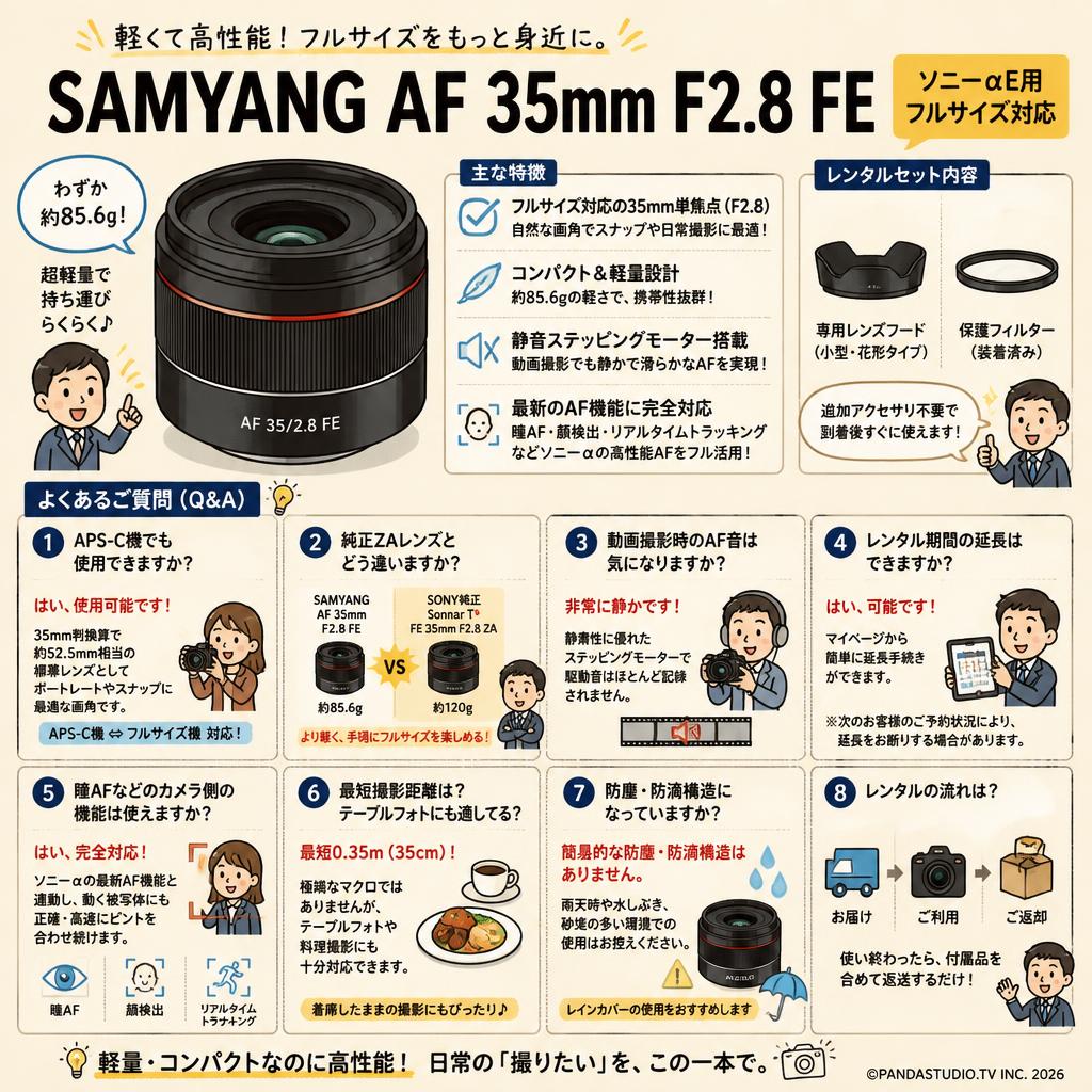 SAMYANG AF 35mm F2.8 FE ソニーαE用 フルサイズ対応 FAQ（よくある質問と答え）