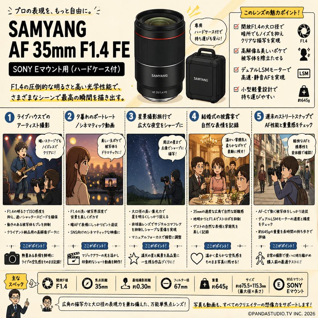 SAMYANG AF 35mm F1.4 FE SONY Eマウント用 (ハードケース付) 用途