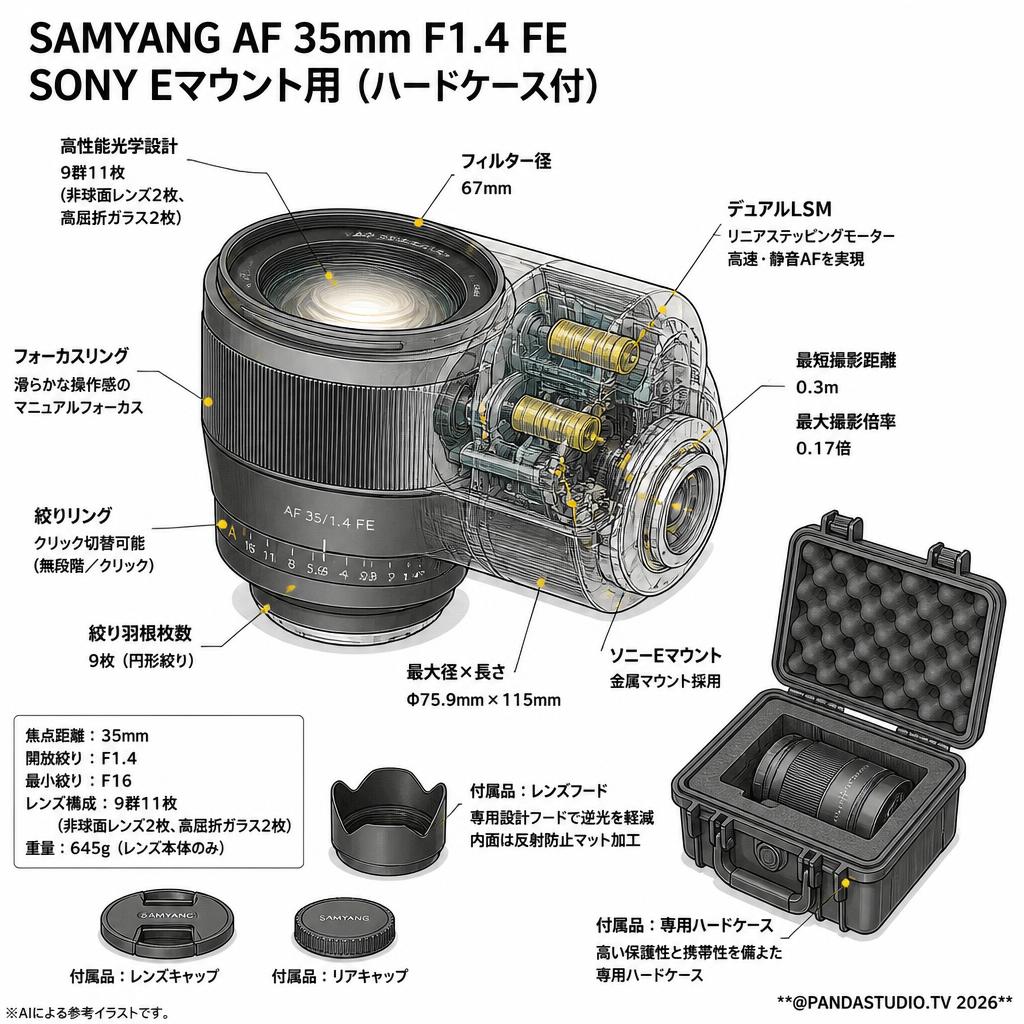 SAMYANG AF 35mm F1.4 FE SONY Eマウント用 (ハードケース付) スペック