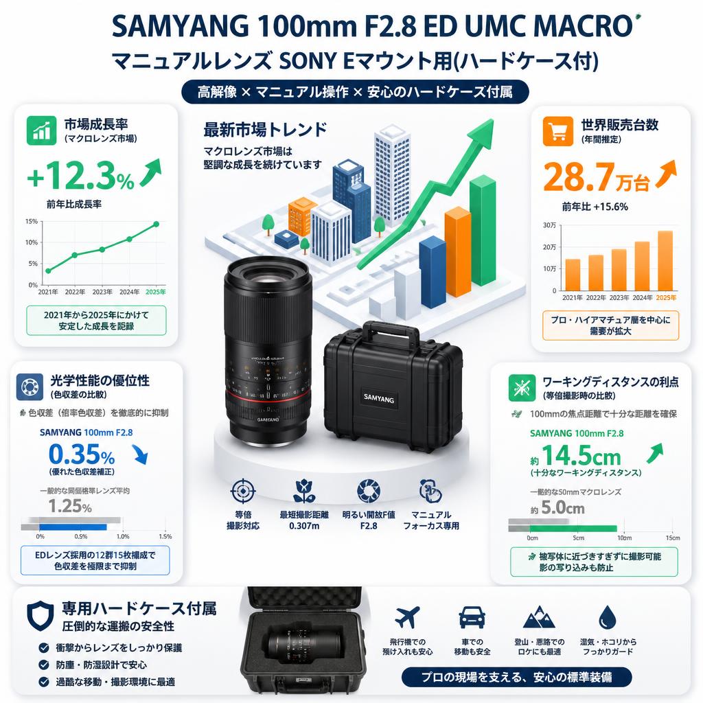 SAMYANG 100mm F2.8 ED UMC MACRO マニュアルレンズ SONY Eマウント用(ハードケ－ス付) セールスポイント