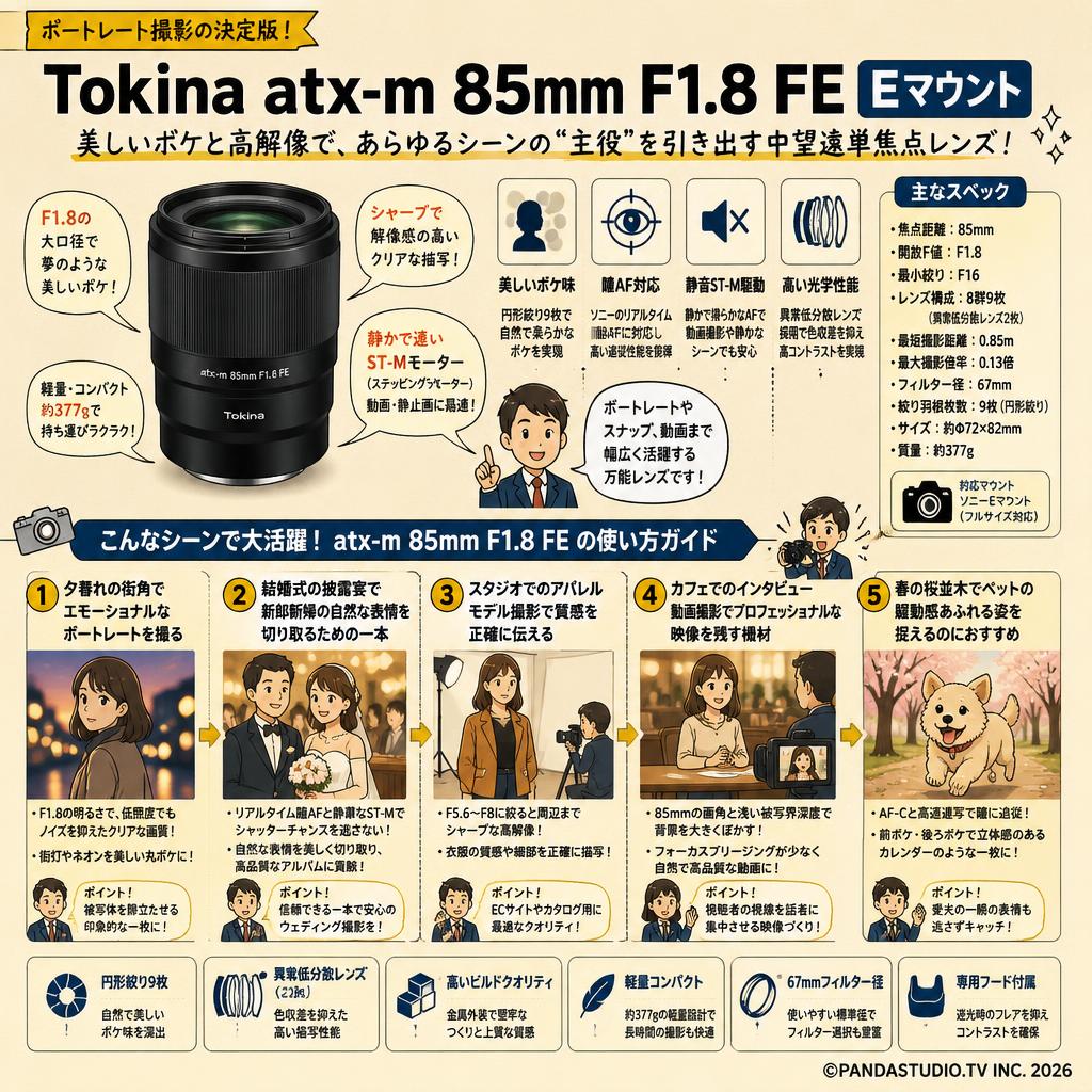 Tokina atx-m 85mm F1.8 FE Eマウント 用途