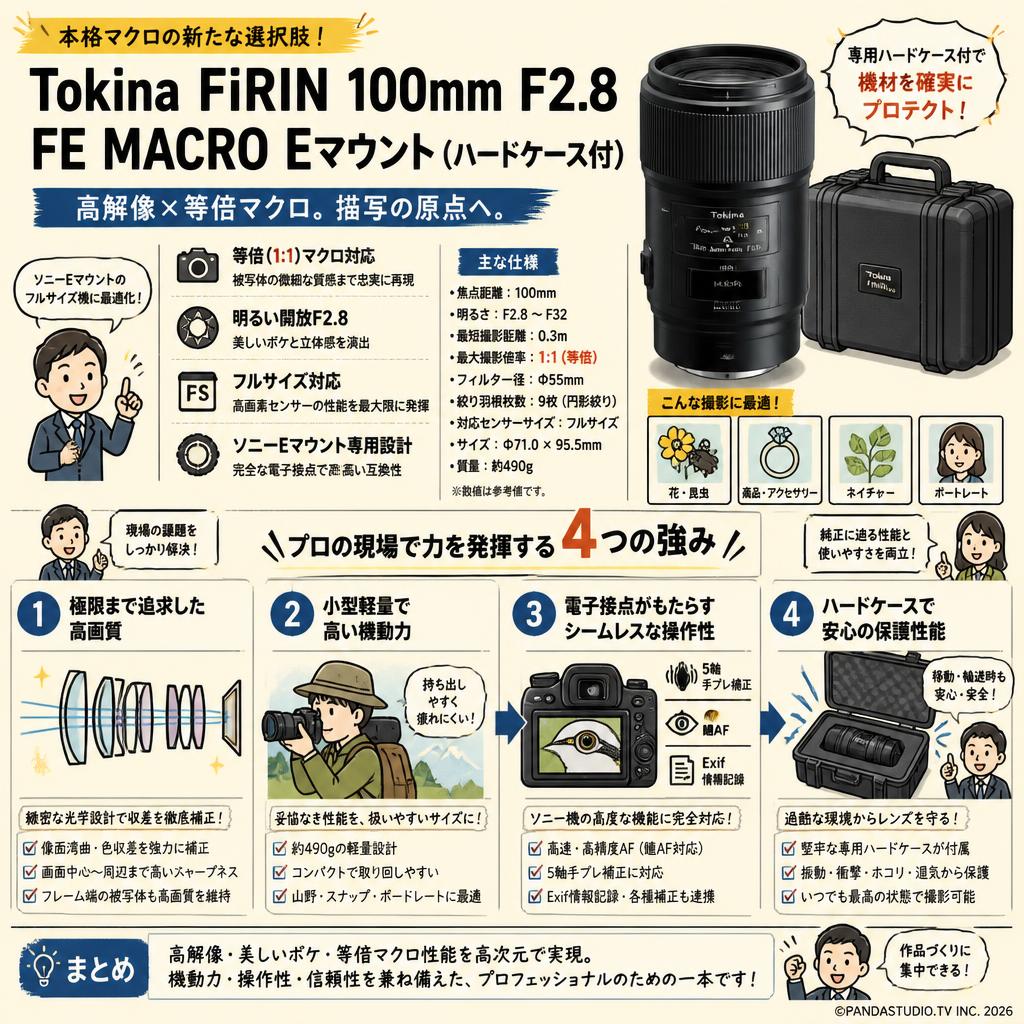 Tokina FiRIN 100mm F2.8 FE MACRO Eマウント (ハードケ－ス付) 概要