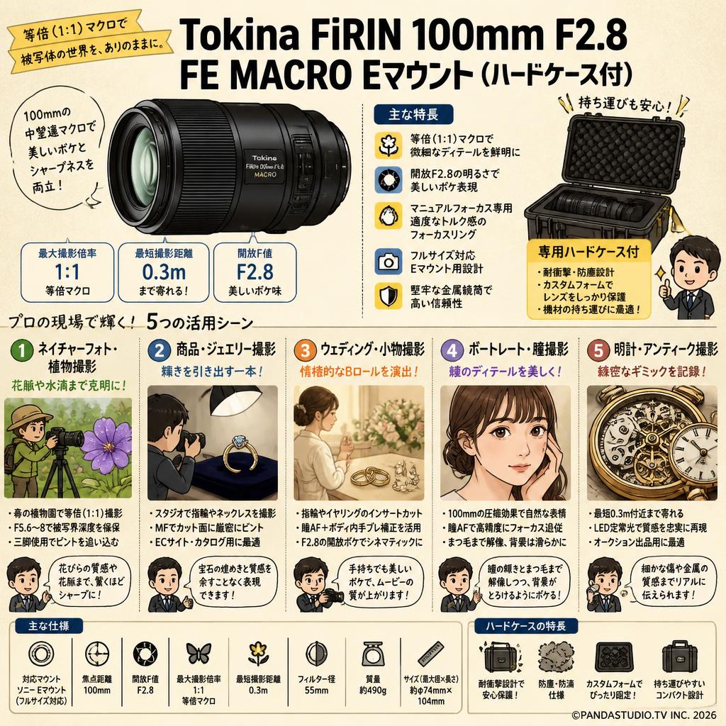 Tokina FiRIN 100mm F2.8 FE MACRO Eマウント (ハードケ－ス付) 用途