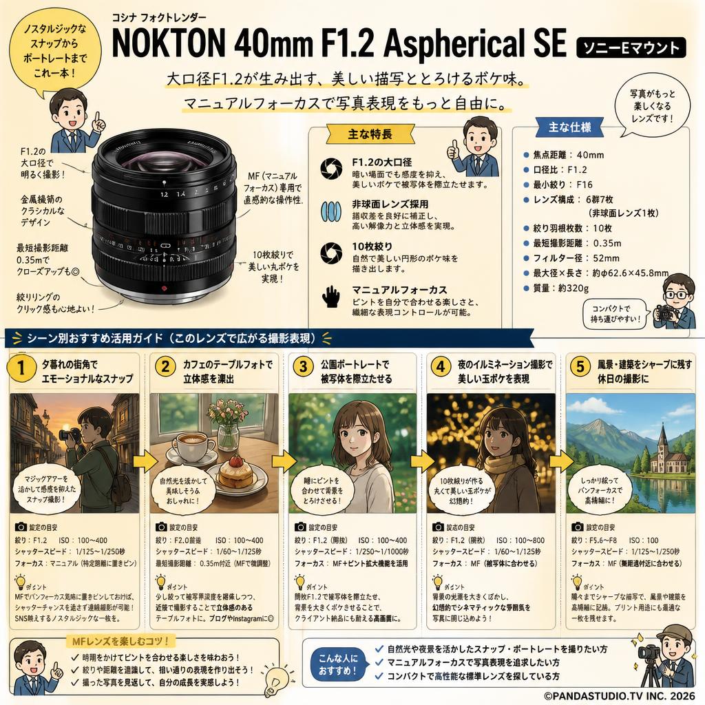 コシナ フォクトレンダー NOKTON 40mm F1.2 Aspherical SE ソニーEマウント 用途