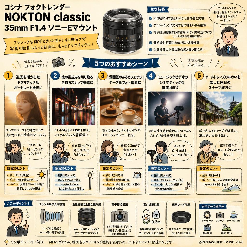 コシナ フォクトレンダー NOKTON classic 35mm F1.4 ソニーE マウント 用途