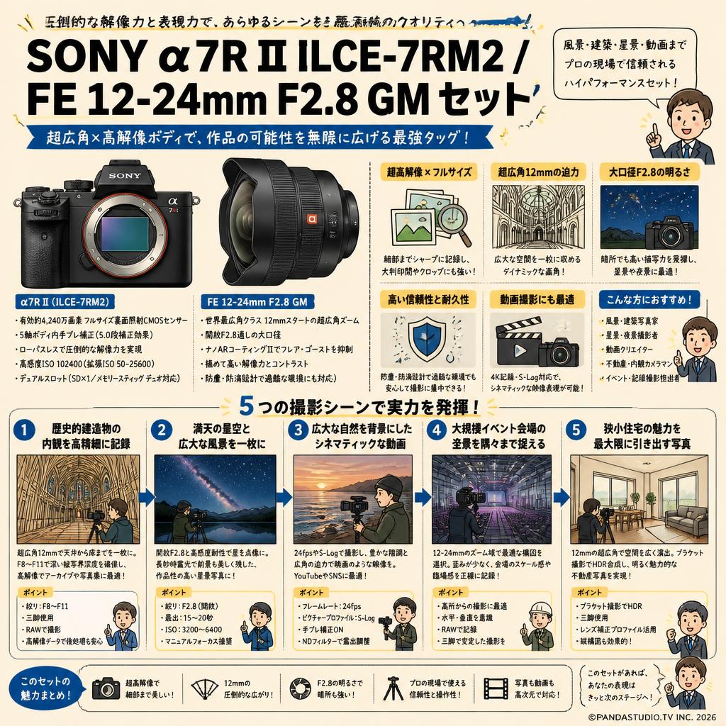 SONY α7R II ILCE-7RM2 / FE 12-24mm F2.8 GM セット 用途
