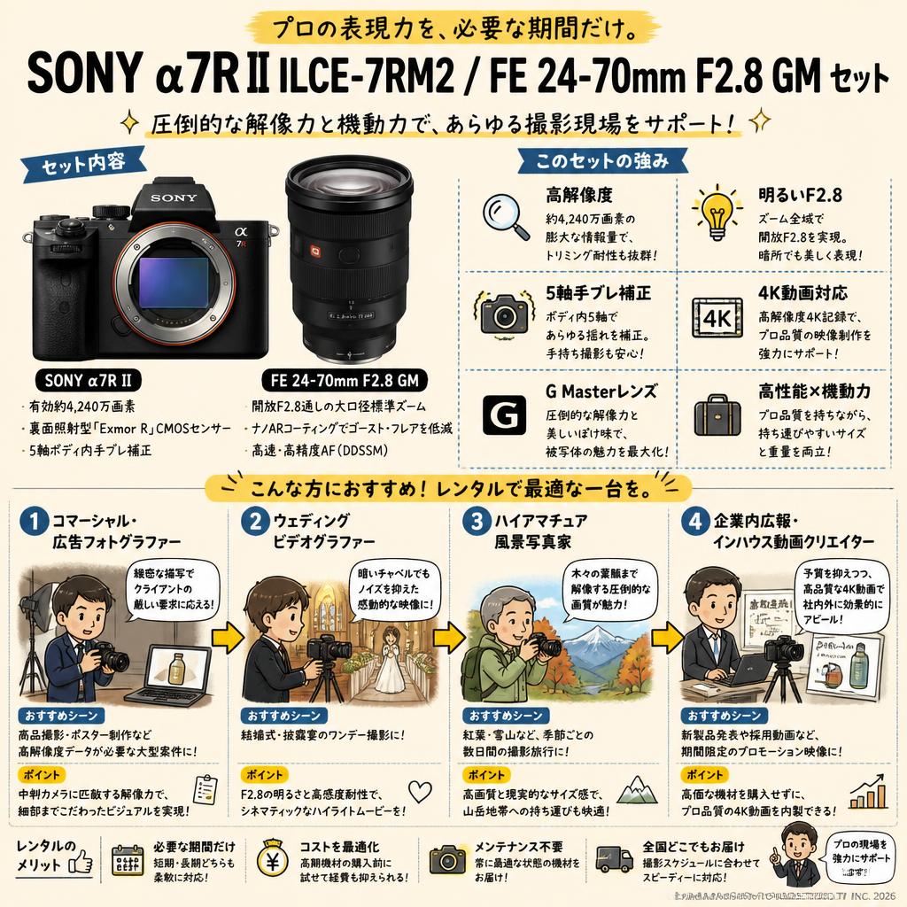 SONY α7R II ILCE-7RM2 / FE 24-70mm F2.8 GM セット おもな対象のお客様