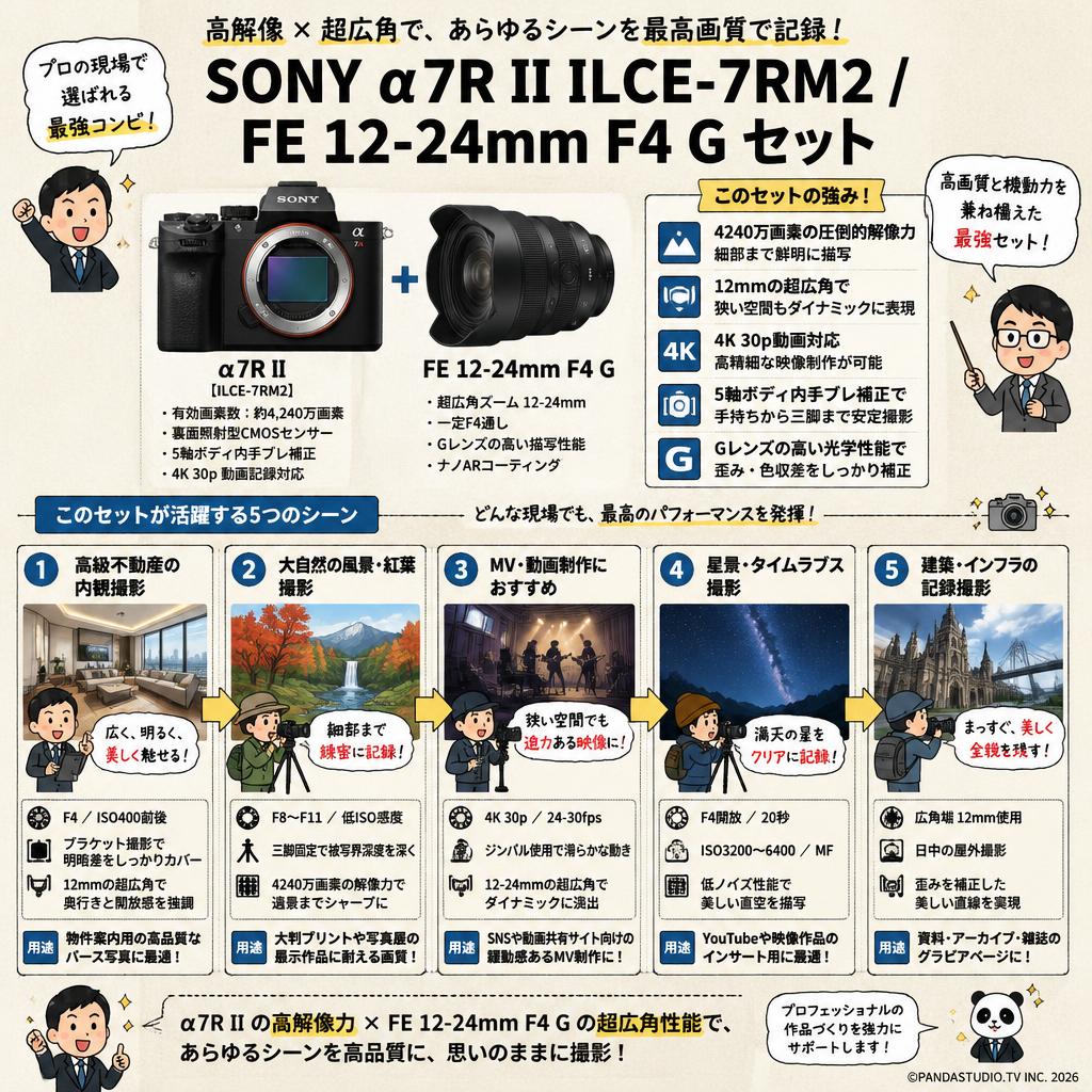 SONY α7R II ILCE-7RM2 / FE 12-24mm F4 G セット 用途