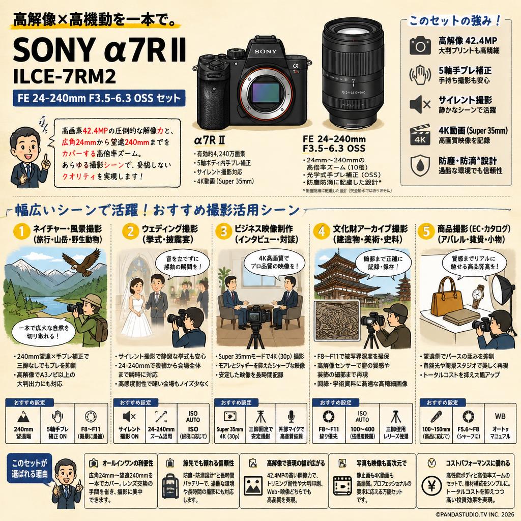 SONY α7R II ILCE-7RM2 / FE 24-240mm F3.5-6.3 OSS セット 用途