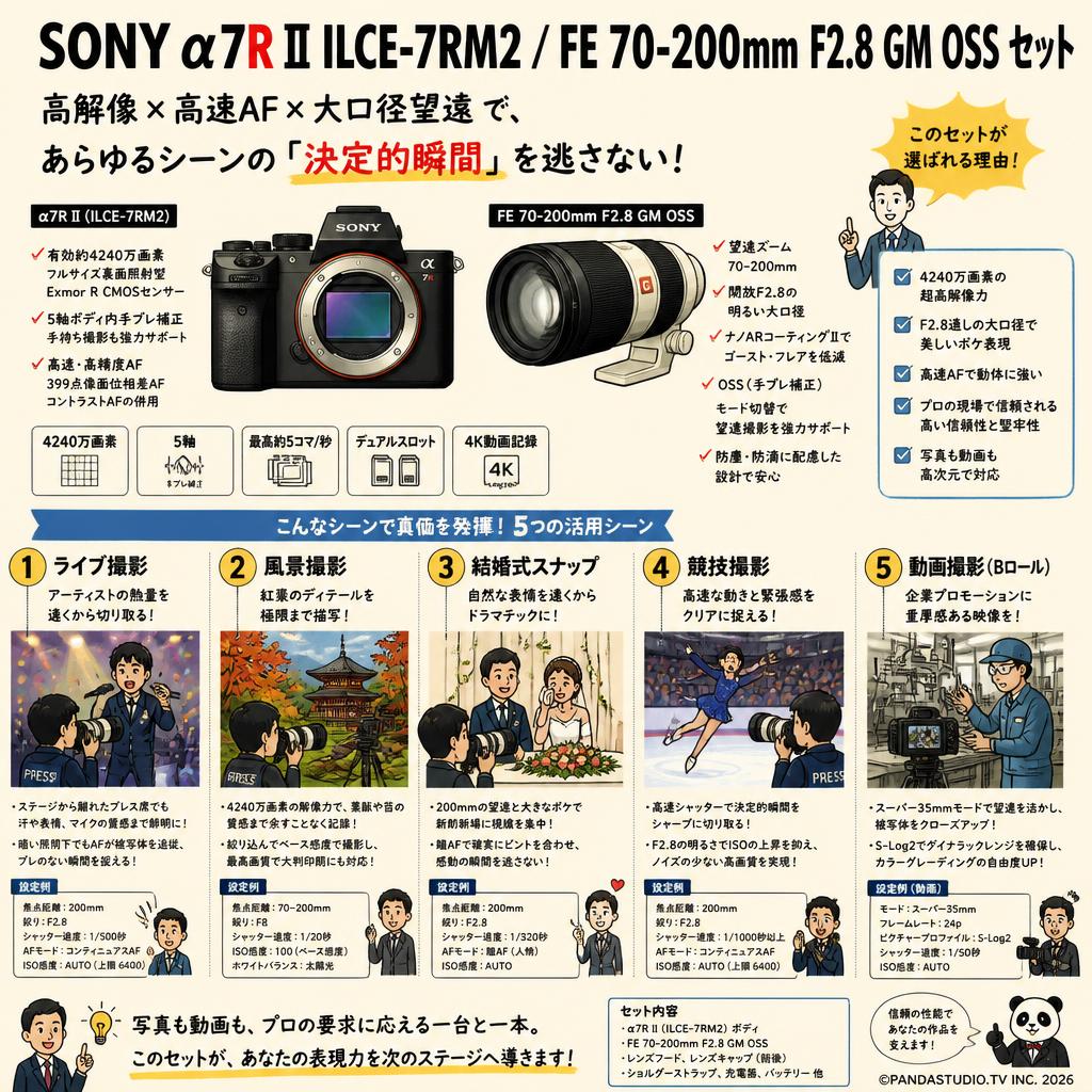 SONY α7R II ILCE-7RM2 / FE 70-200mm F2.8 GM OSS セット 用途