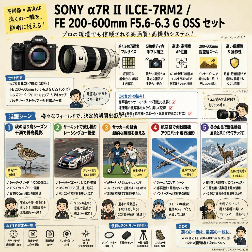 SONY α7R II ILCE-7RM2 / FE 200-600mm F5.6-6.3 G OSS セット 用途