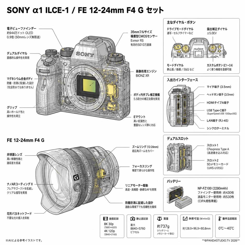 SONY α1 ILCE-1 / FE 12-24mm F4 G セット スペック