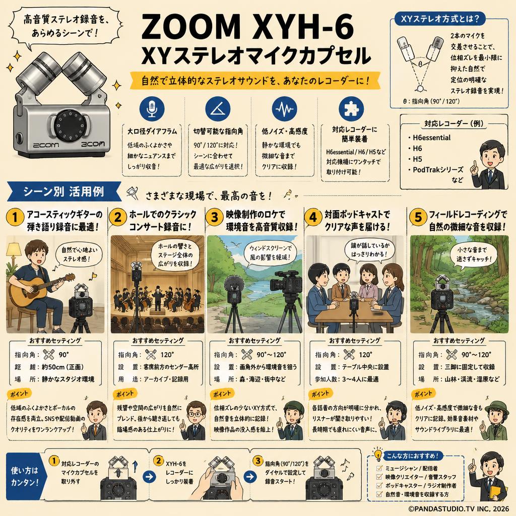 ZOOM XYH-6 XYステレオマイクカプセル 用途