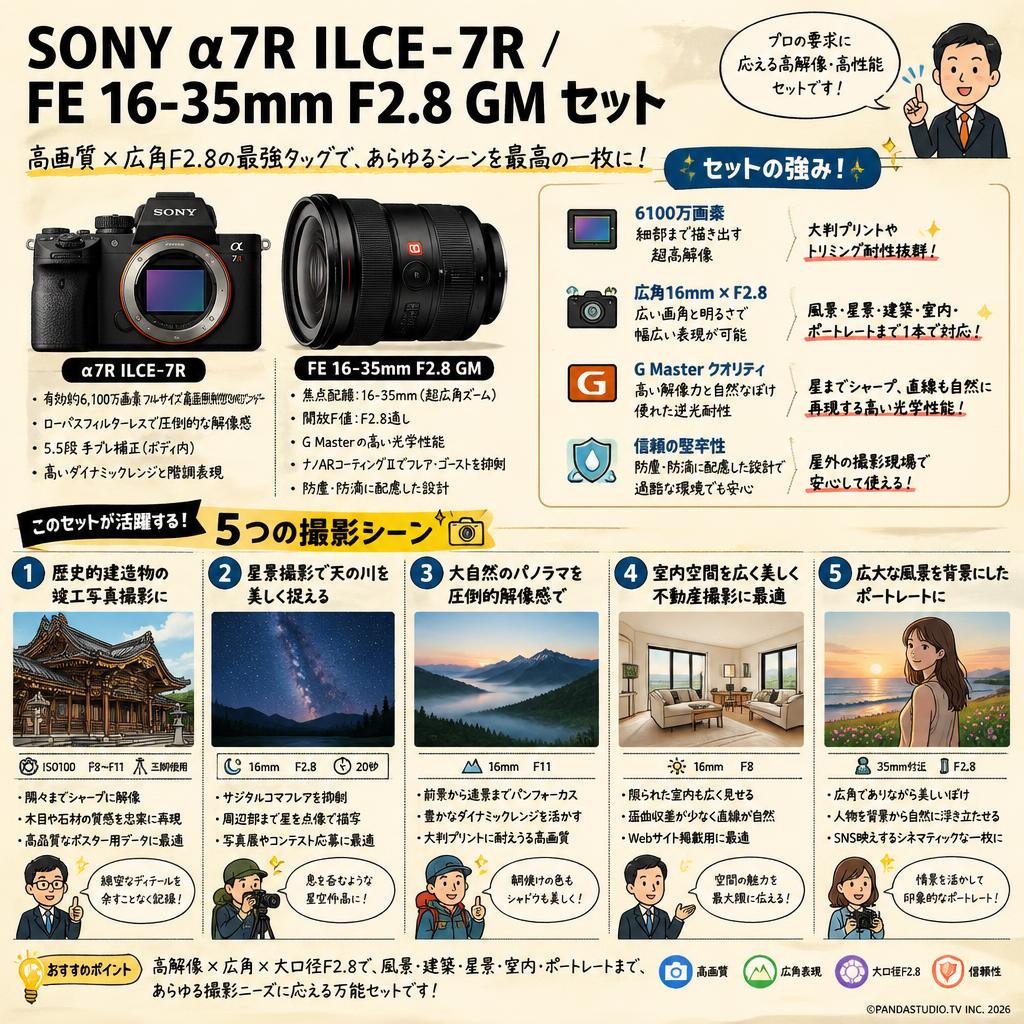 SONY α7R ILCE-7R / FE 16-35mm F2.8 GM セット 用途