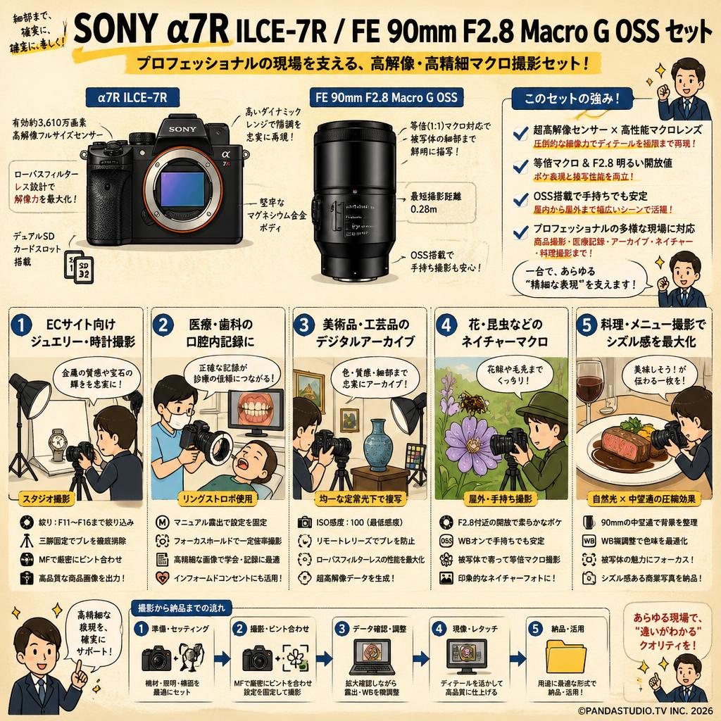 SONY α7R ILCE-7R / FE 90mm F2.8 Macro G OSS セット 用途