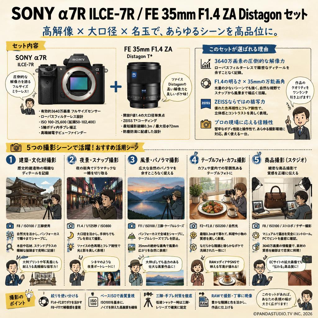 SONY α7R ILCE-7R / FE 35mm F1.4 ZA Distagon セット 用途
