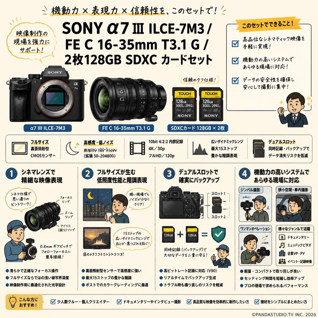 SONY α7 III ILCE-7M3 / FE C 16-35mm T3.1 G / 2枚128GB SDXC カードセット 概要