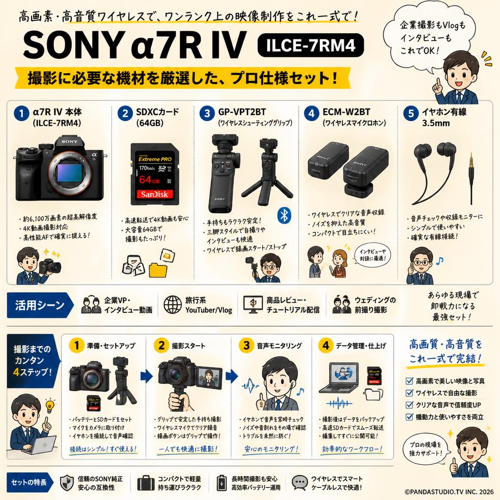 SONY α7R IV ILCE-7RM4 / SDXCカード / GP-VPT2BT / ECM-W2BT / イヤホン有線 3.5mmセット おもな対象のお客様