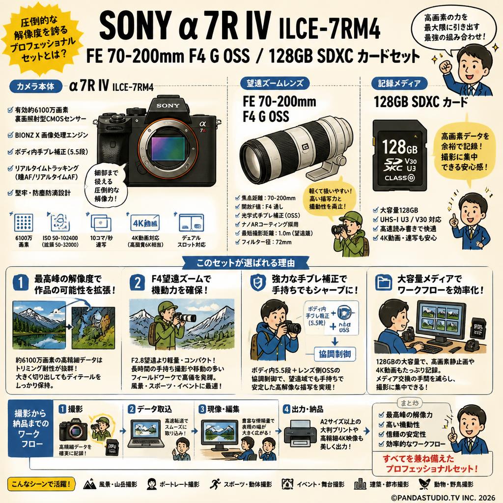 SONY α7R IV ILCE-7RM4 / FE 70-200mm F4 G OSS / 128GB SDXC カードセット 概要