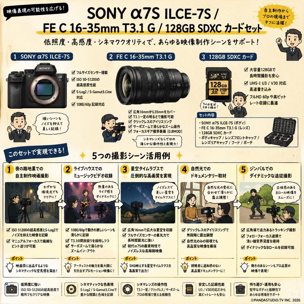 SONY α7S ILCE-7S / FE C 16-35mm T3.1 G / 128GB SDXC カードセット 用途