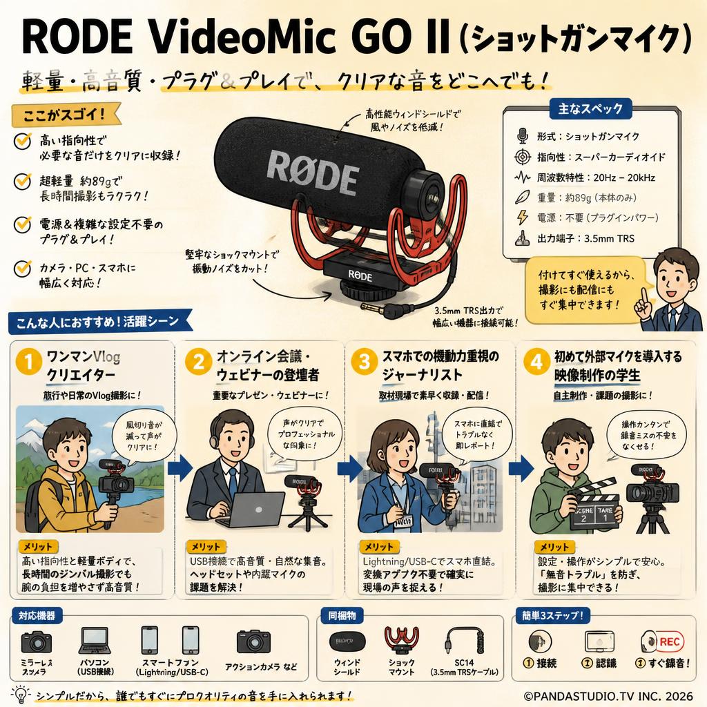 RODE Microphones VideoMic GO II (ショットガンマイク) おもな対象のお客様