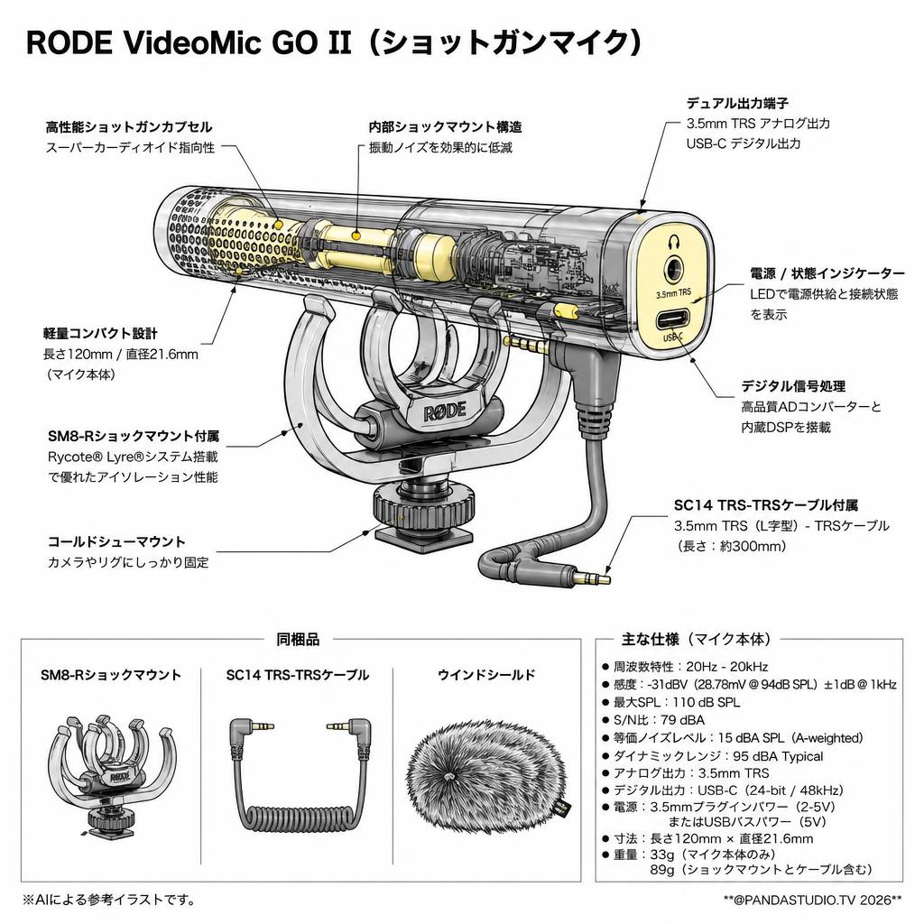 RODE Microphones VideoMic GO II (ショットガンマイク) スペック