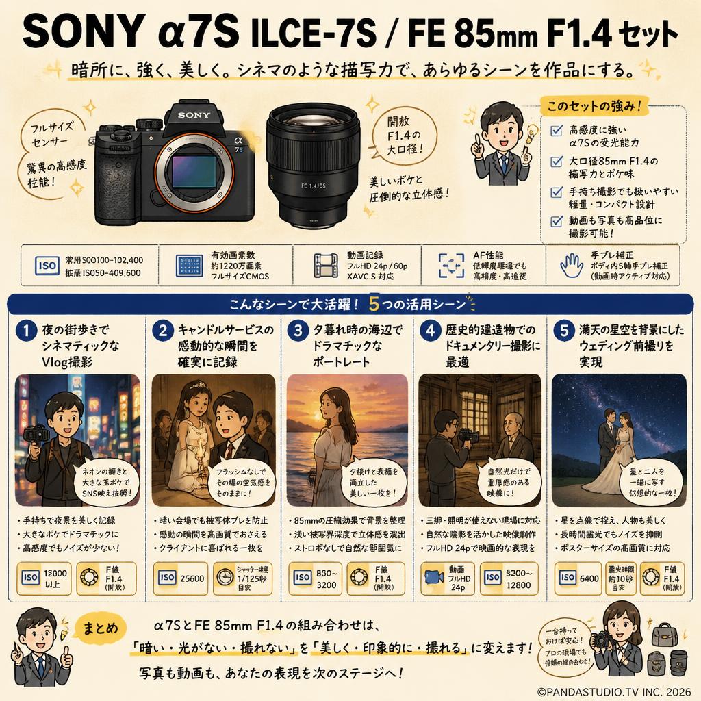 SONY α7S ILCE-7S / FE 85mm F1.4 セット 用途