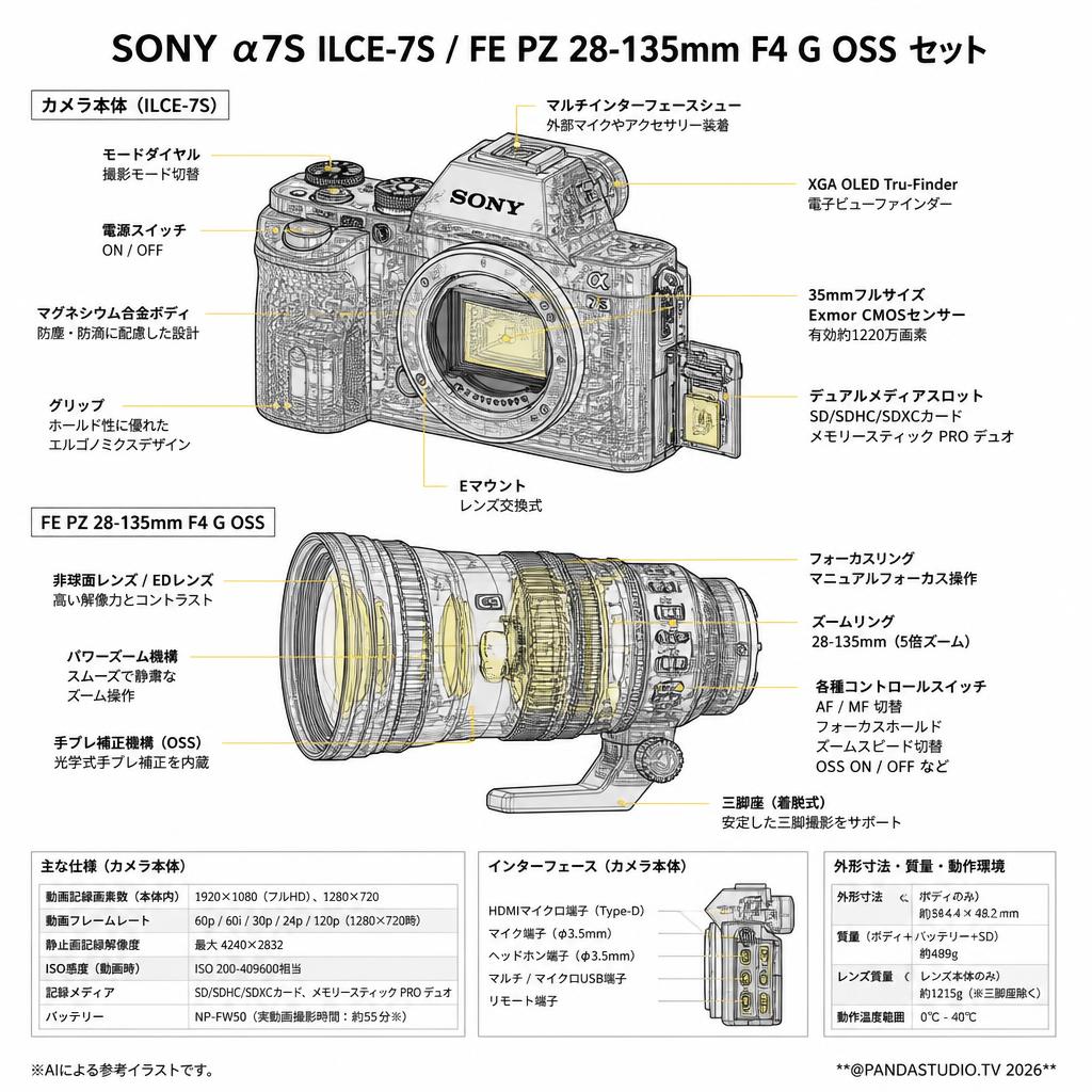 SONY α7S ILCE-7S / FE PZ 28-135mm F4 G OSS セット スペック