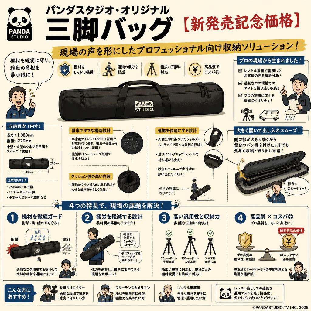 パンダスタジオ・オリジナル三脚バッグ【新発売記念価格】 概要