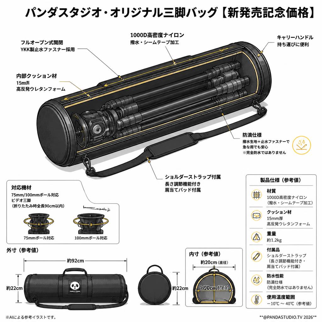 パンダスタジオ・オリジナル三脚バッグ【新発売記念価格】 スペック