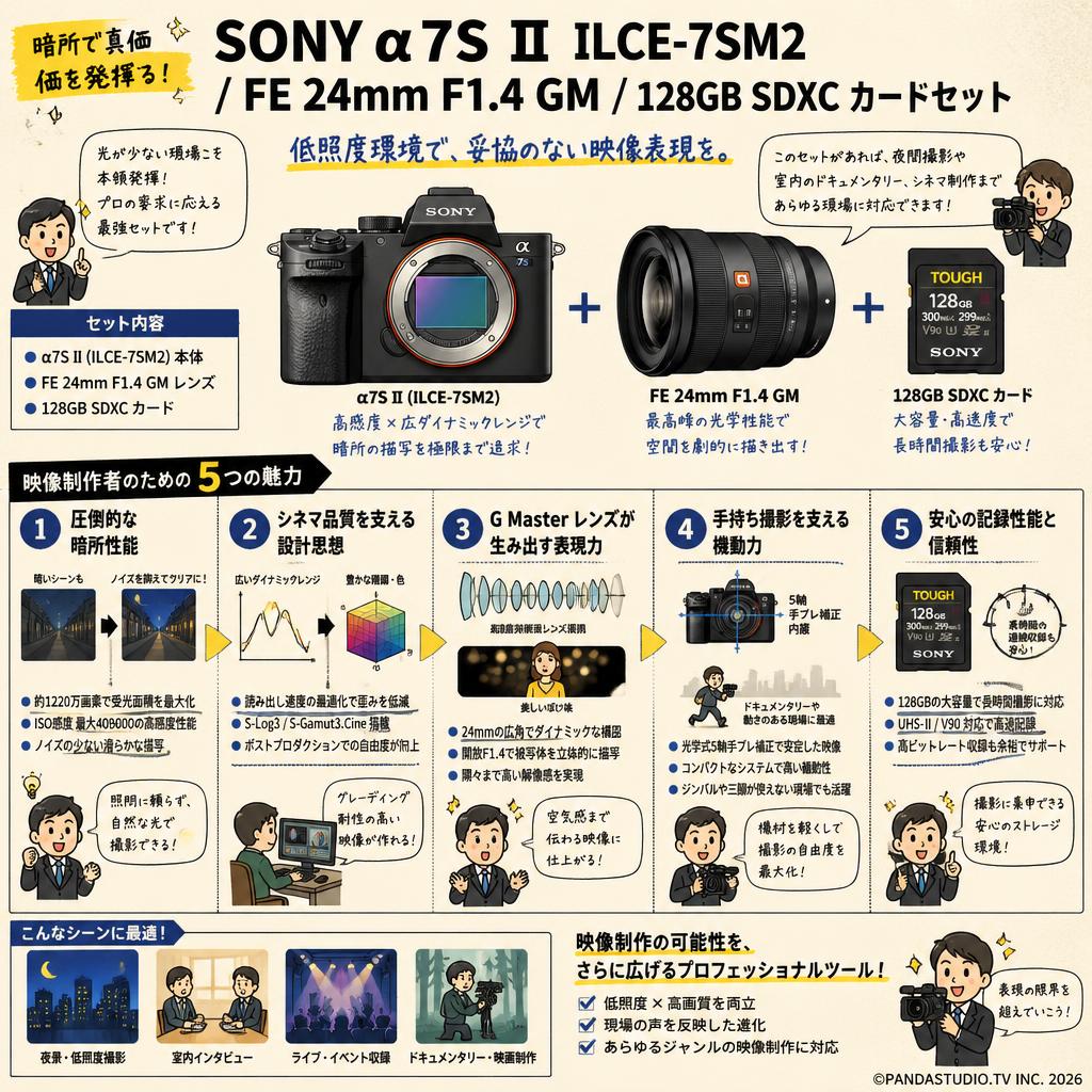 SONY α7S II  ILCE-7SM2 / FE 24mm F1.4 GM / 128GB SDXC カードセット 概要