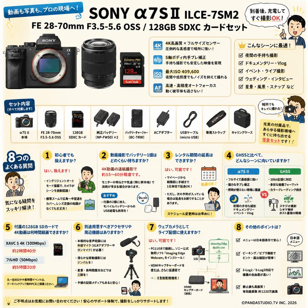 SONY α7S II ILCE-7SM2 / FE 28-70mm F3.5-5.6 OSS / 128GB SDXC カードセット FAQ（よくある質問と答え）