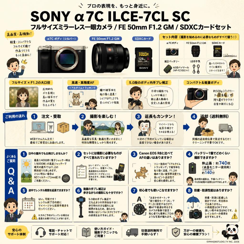 SONY α7C ILCE-7CL SC フルサイズミラーレス一眼カメラ / FE 50mm F1.2 GM / SDXCカードセット FAQ（よくある質問と答え）