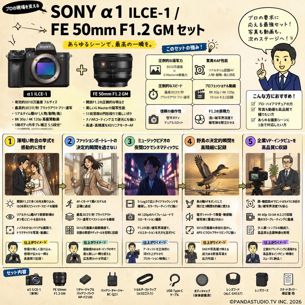 SONY α1 ILCE-1 / FE 50mm F1.2 GM SEL50F12GM セット 用途