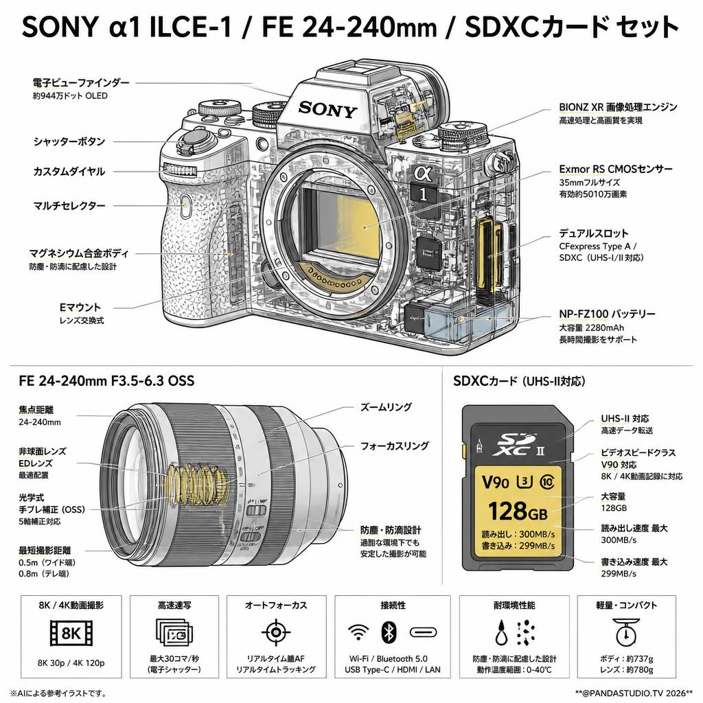 SONY α1 ILCE-1 / FE 24-240mm / SDXCカード セット スペック