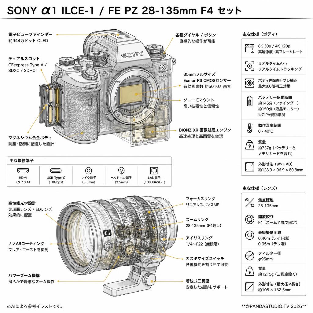 SONY α1 ILCE-1 / FE PZ 28-135mm F4 セット スペック