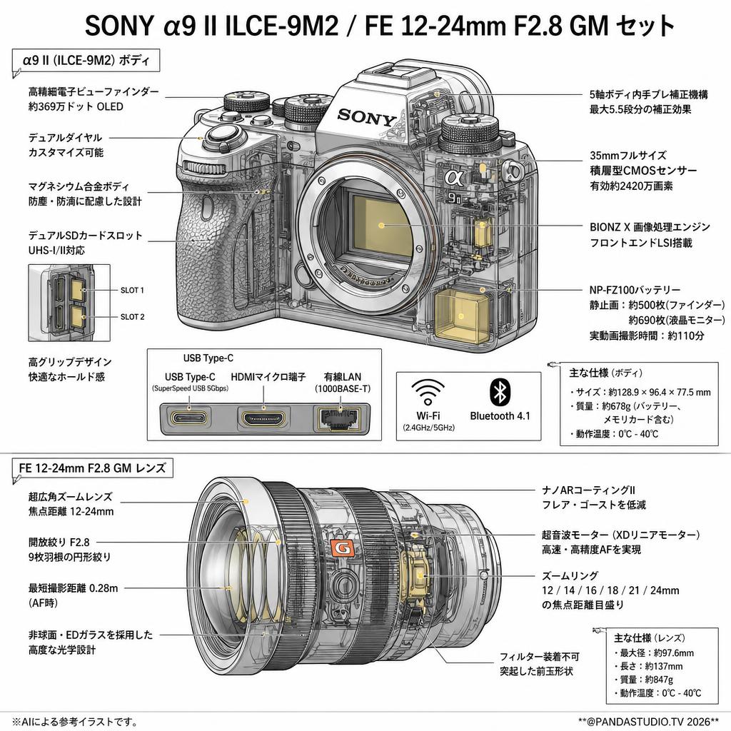 SONY α9 II ILCE-9M2 / FE 12-24mm F2.8 GM セット スペック