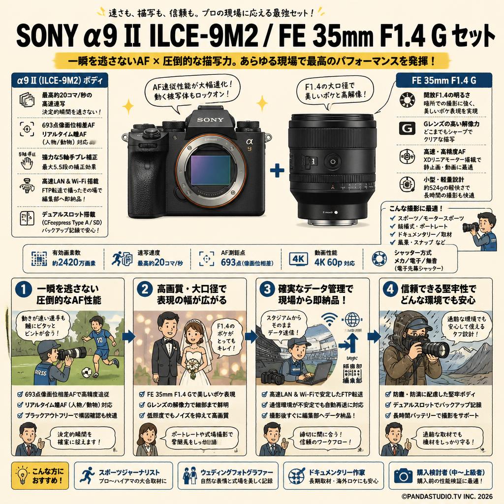 SONY α9 II ILCE-9M2 / FE 35mm F1.4 G セット おもな対象のお客様