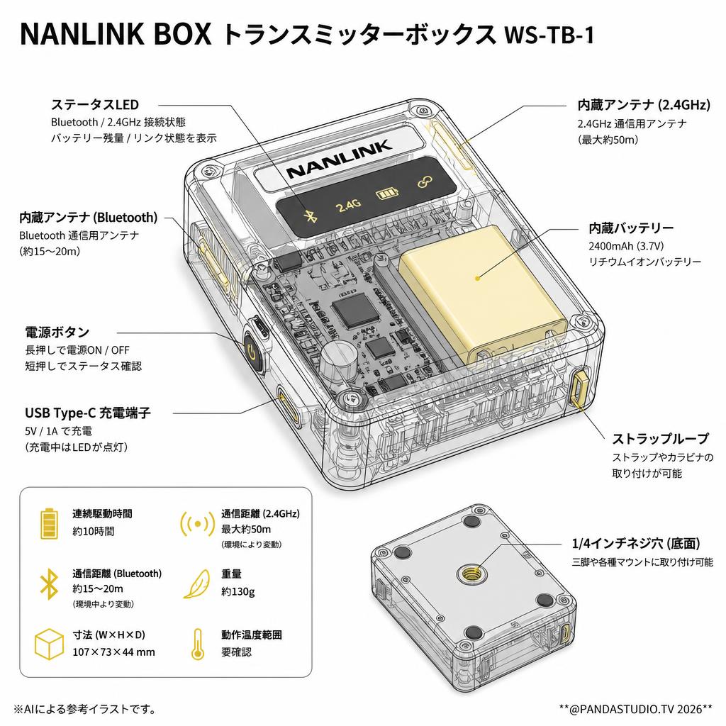NANLINK BOX トランスミッターボックス WS-TB-1 スペック