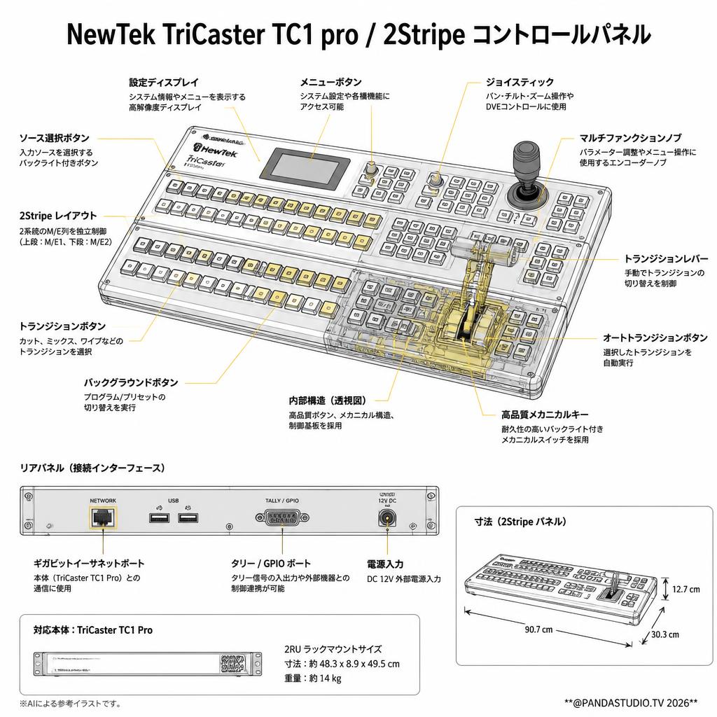 NewTek TriCaster TC1 pro / 2Stripe コントロールパネル スペック