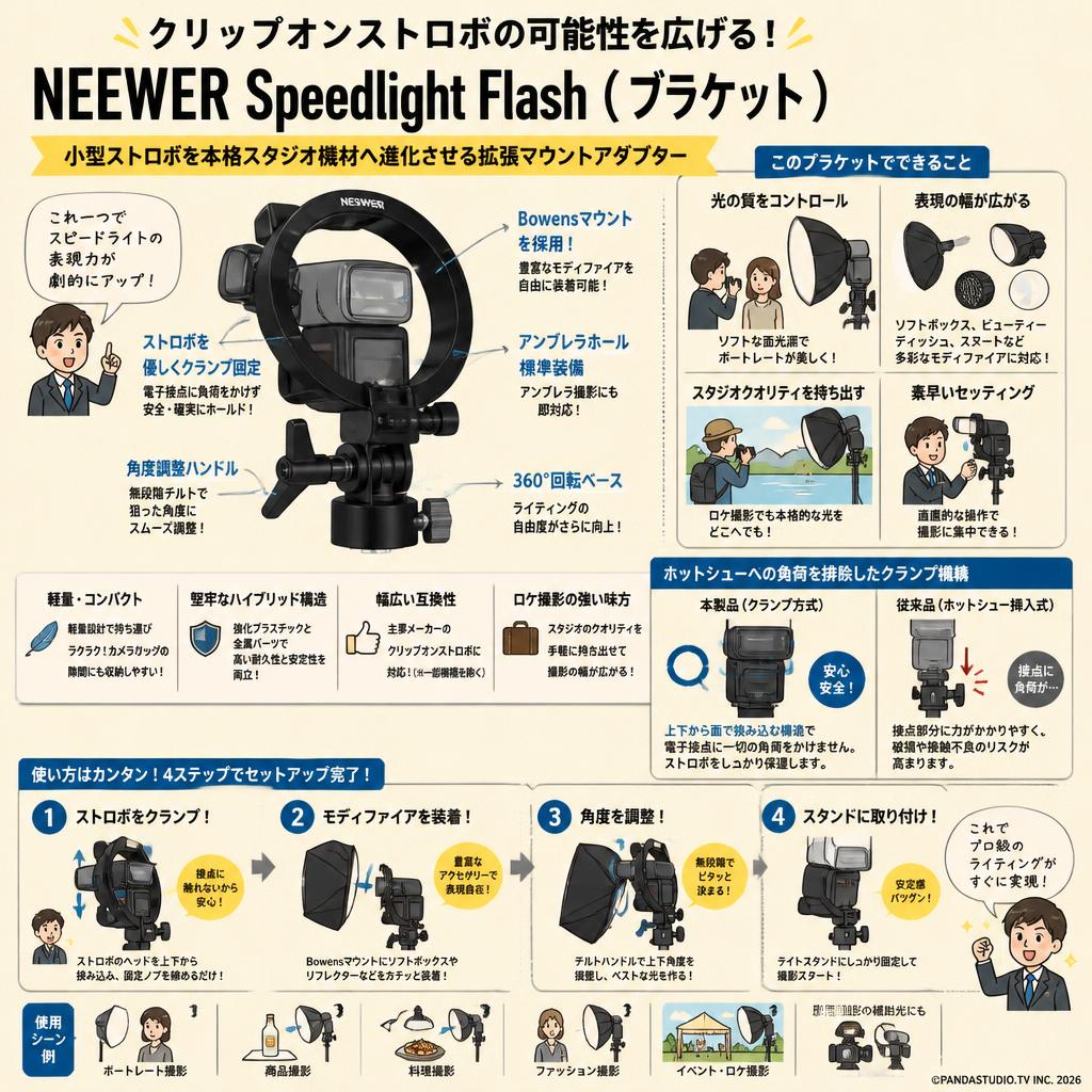 NEEWER Speedlight Flash (ブラケット） 概要